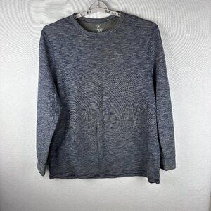 GEORGE MEN'S BLUE HEATHER STRETCH CREW NECK LONG SLEEVE T-SHIRT SIZE 2XL (50-52)